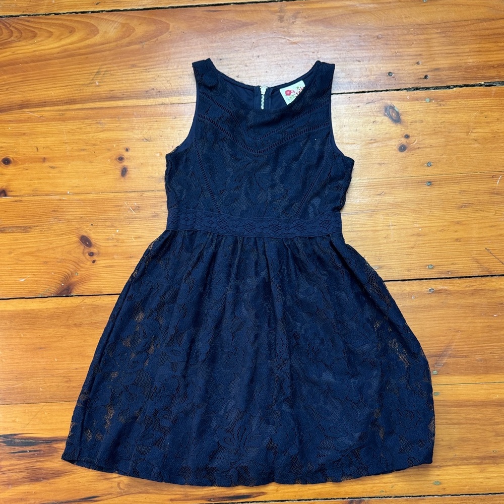 Charming Navy Lace Kids Dress